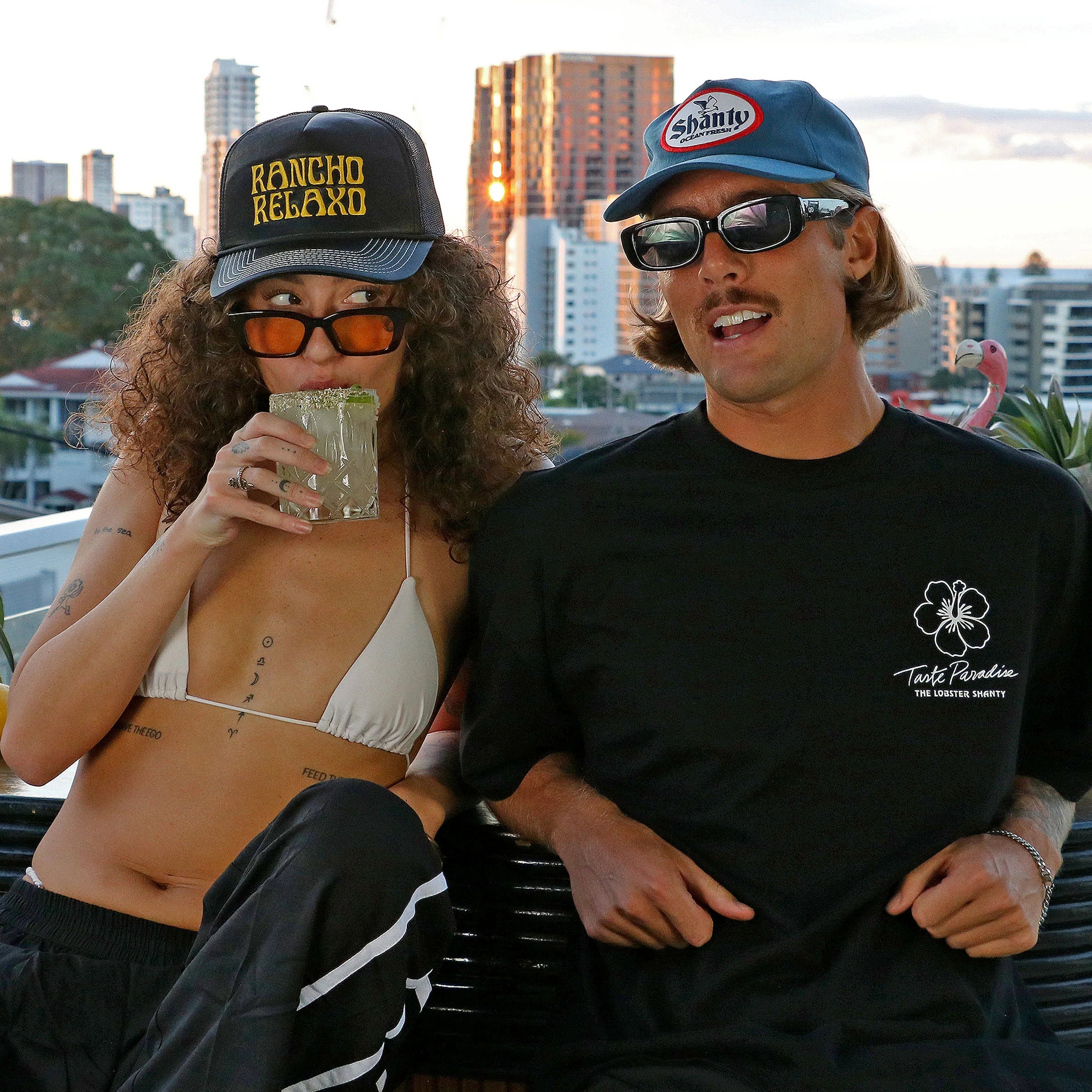 Rancho Relaxo Black Trucker Cap by Lobster Shanty